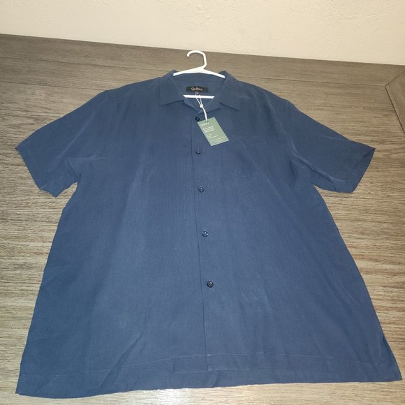 Quince Other - Quince 100% Silk Twill Short Sleeve Camp Shirt NWT Navy XL